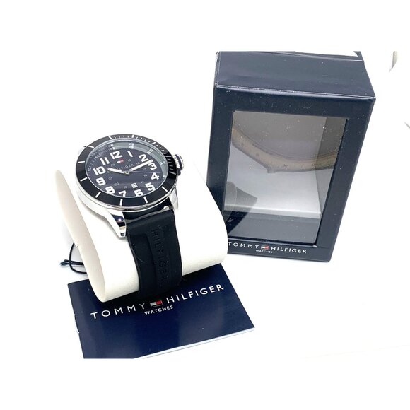 Tommy Hilfiger Men's Watch 1791661 Quartz Blue Dial Black Rubber Strap 46mm - Picture 3 of 14